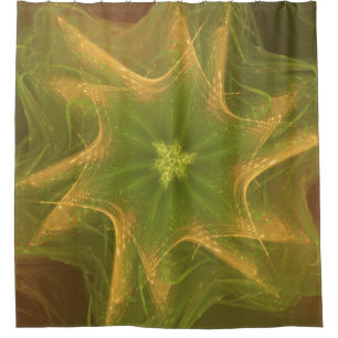 Shower Curtain Fractal Light Green Palette
