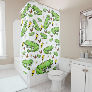 Shower Curtain Frog Bumblebee Butterfly