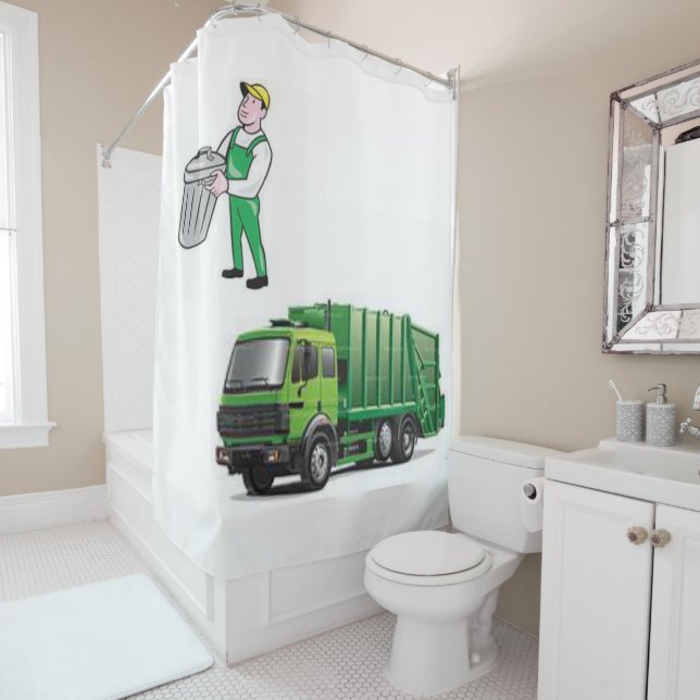 Shower Curtain Garbage Man (In Situ)
