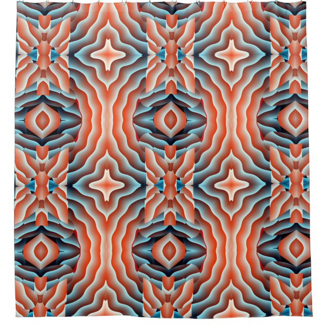 Shower Curtain geometric weavy pattern design  (Front)