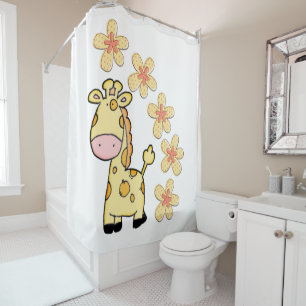 Shower Curtain Giraffe Floral Flowers 