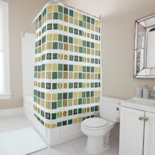 Shower Curtain Green Beige