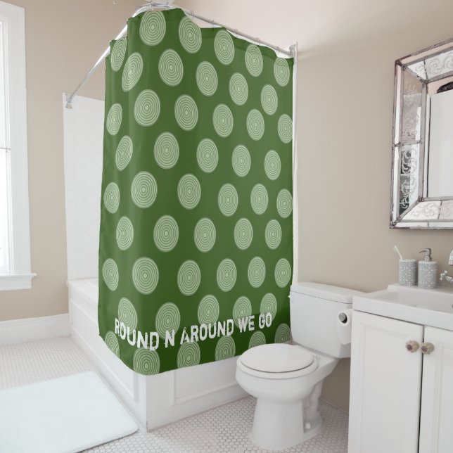 Shower Curtain Green Circles (In Situ)