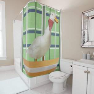Shower Curtain Green Duck
