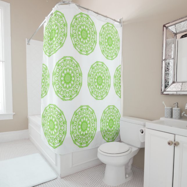 Shower Curtain Green Mandala (In Situ)