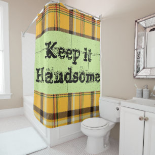 Shower Curtain Green Yellow Plaid