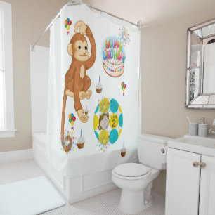 Shower Curtain Happy Birthday Monkey 2 yr. old