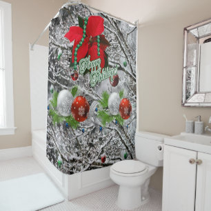 Shower Curtain Happy Holidays