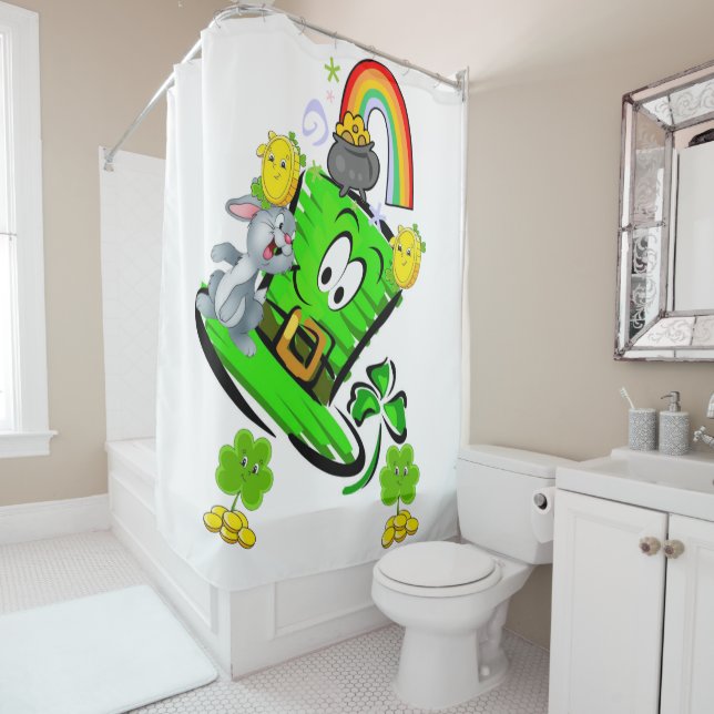 Shower Curtain Happy St. Patrick's Day  Rabbit (In Situ)