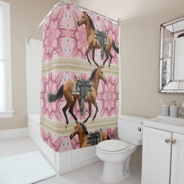 Shower Curtain Horses (In Situ)