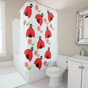 Shower Curtain Ladybug Floral