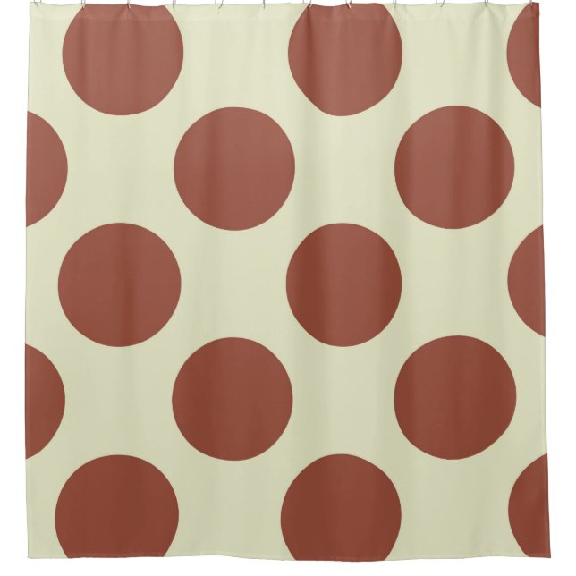 Shower Curtain large Circles Dots brown green (Front)
