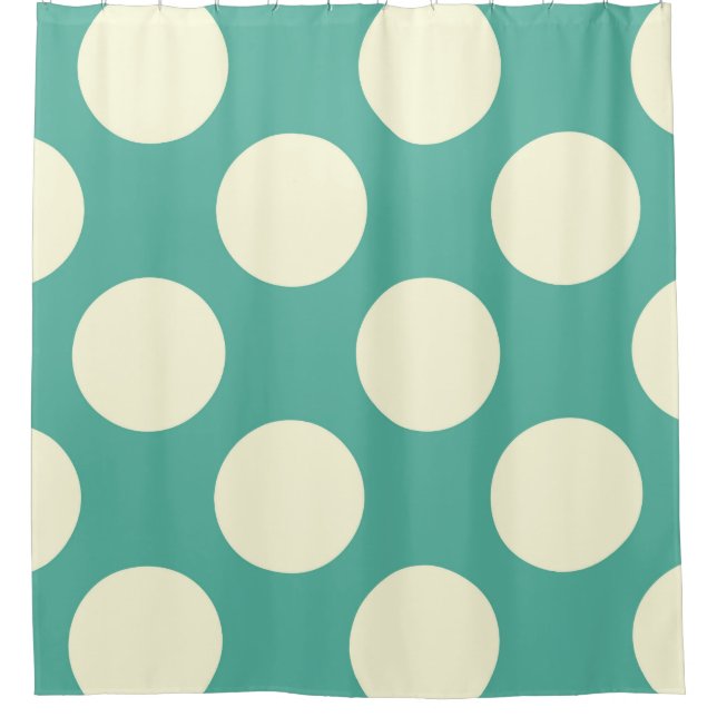Shower Curtain large Circles Dots Green Cream (Front)