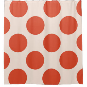 Shower Curtain large Circles Dots Pink Red