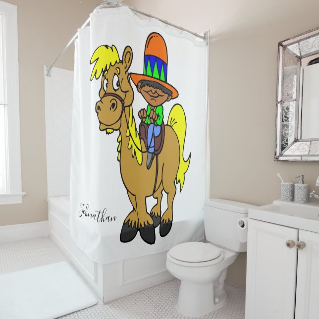 Shower Curtain Mexican Man Horse (In Situ)