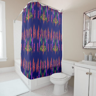 Shower Curtain navy blue flowery