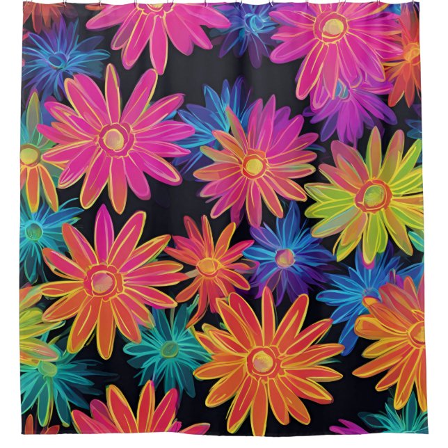 Shower Curtain Neon Wildflowers (Front)