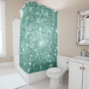 Shower Curtain Pale Mint Astral Glitter