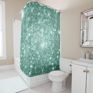 Shower Curtain Pale Mint Astral Glitter