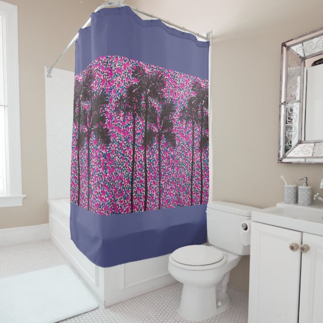 Shower Curtain - Palm Tree Silhouettes v.2 (In Situ)