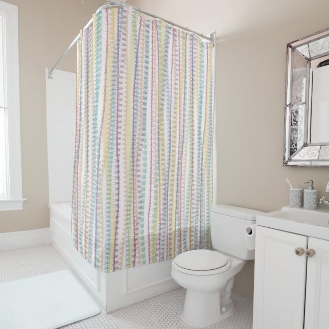 Shower Curtain/Pastel colours-stripes Shower Curtain (In Situ)