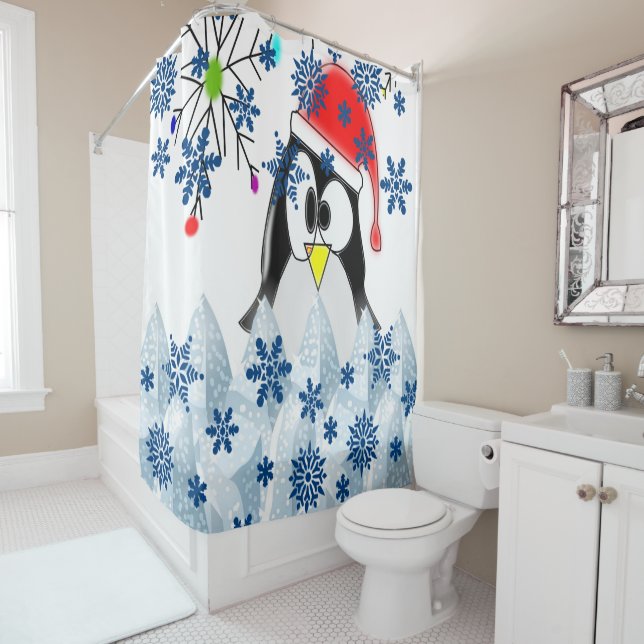 Shower Curtain Penguin (In Situ)