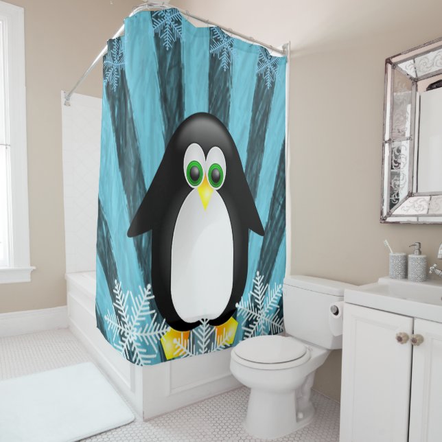Shower Curtain Penguin (In Situ)