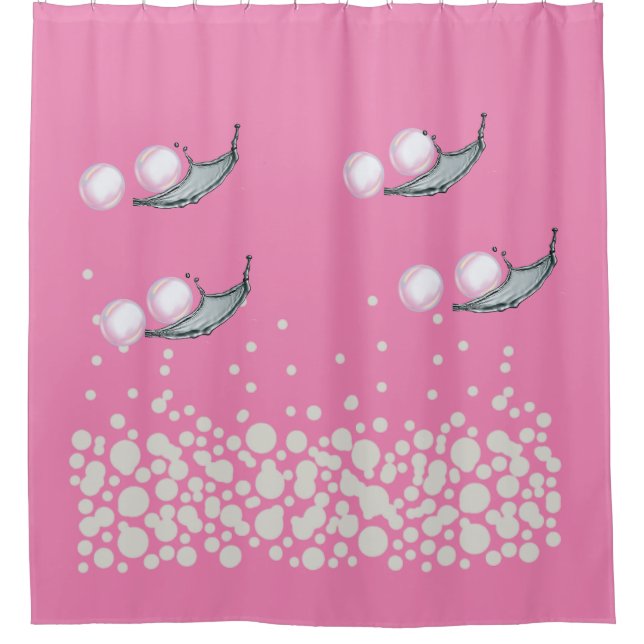 Shower Curtain Pink Bubble Bliss Curtain (Front)