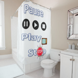Shower Curtain Play Pause Stop