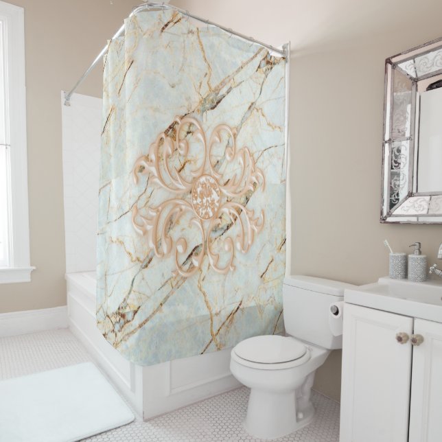 Shower Curtain Rose Marble (In Situ)
