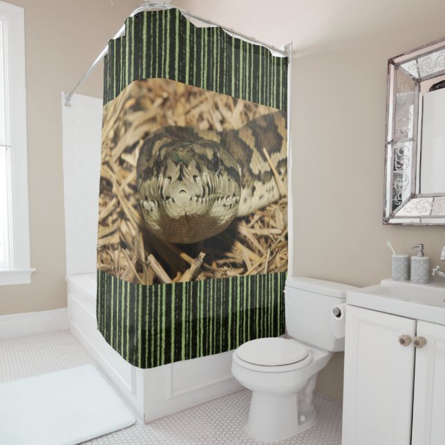 Shower Curtain Snake Green Stripe (In Situ)