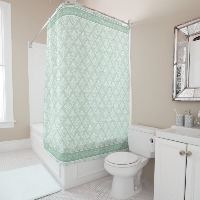 Shower Curtain - Soft Jade Damask (In Situ)