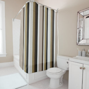 Shower Curtain Stripe Brown & Beige