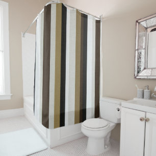 Shower Curtain Stripe Brown & White