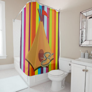Shower Curtain Stripe Colourful Camping Snake