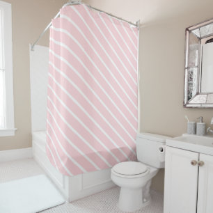 Shower Curtain Stripe Pink & White
