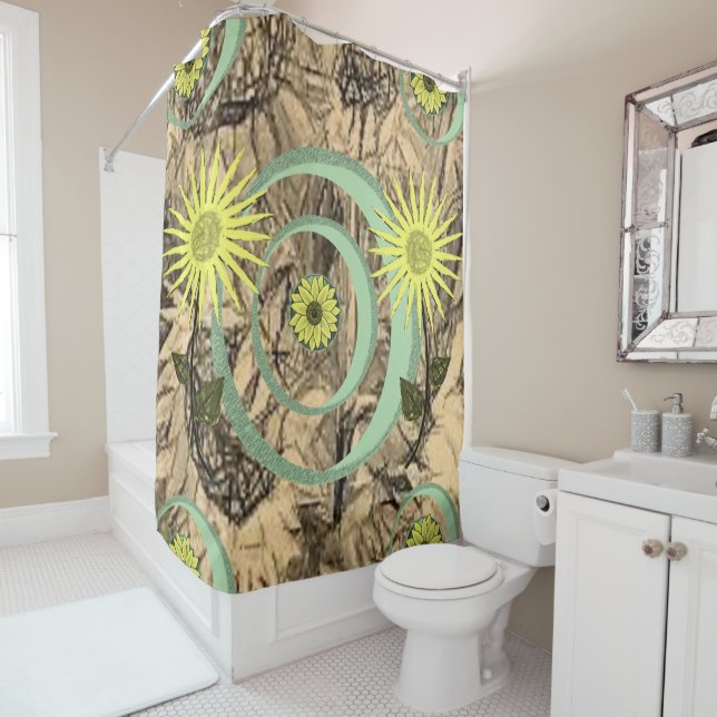 Shower curtain sunflowers (In Situ)