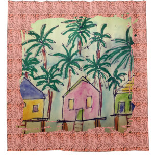 Shower Curtain Tropical Paint Stroke