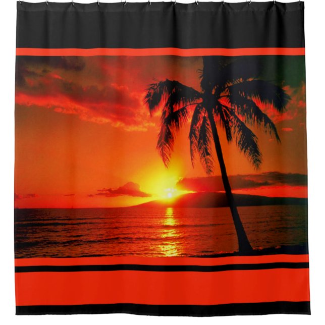 Shower Curtain/Tropical Sunset Curtain (Front)