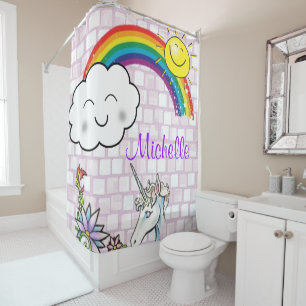 Shower Curtain Unicorn Rainbow