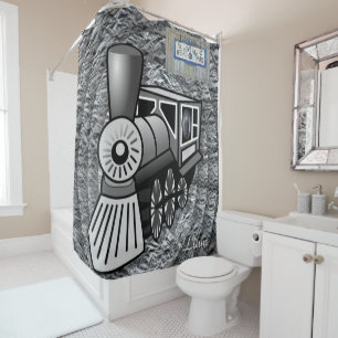 Shower Curtain Vintage Train