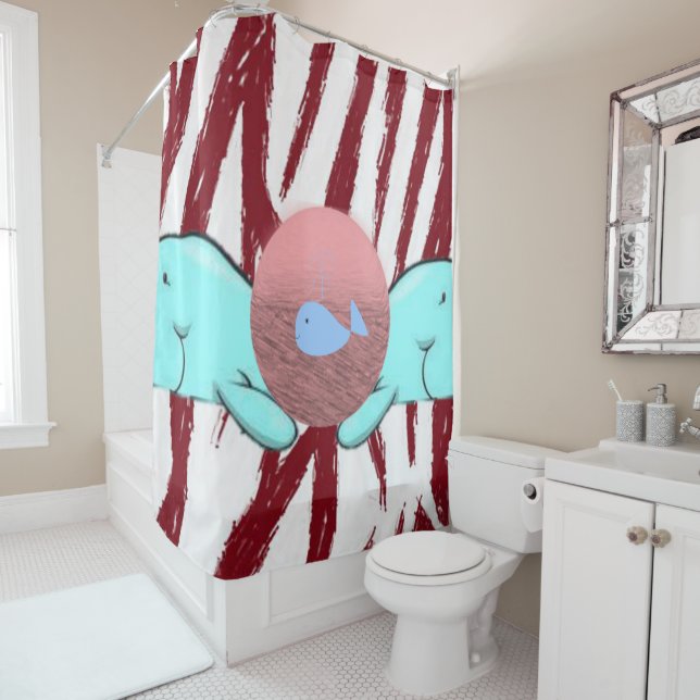 Shower curtain whales (In Situ)