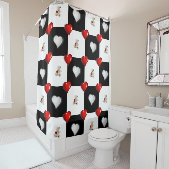 Shower Curtain White Teddy Bear (In Situ)