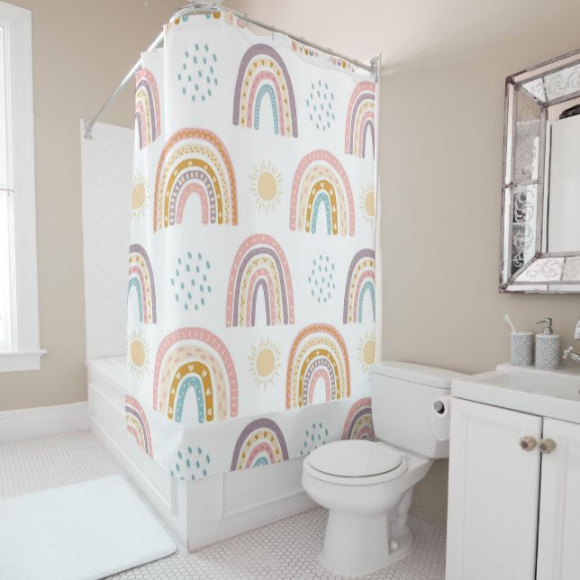 Shower Curtain White Watercolor (In Situ)