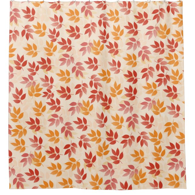 Shower Curtain with Autumn Leaves Pattern (Front)