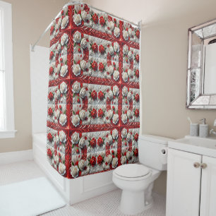 Shower Curtain with English Roses Design