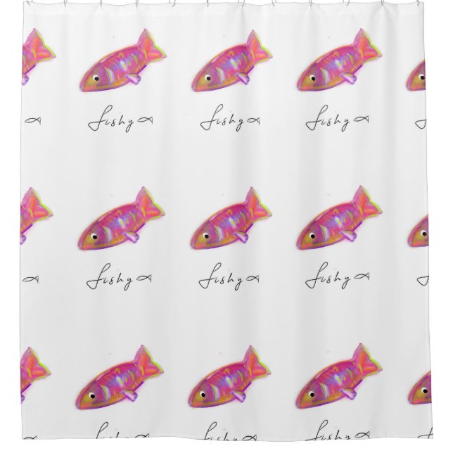 Shower curtain with  fish print (Front)