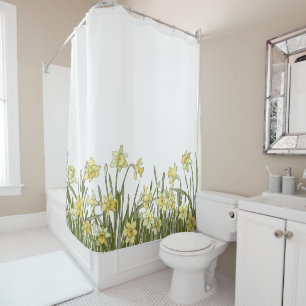 Shower curtain with floral border