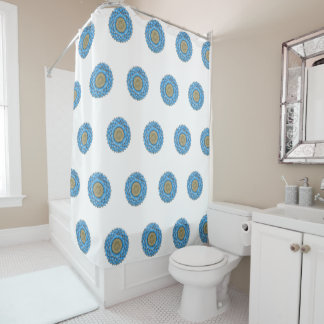 Shower Curtain with hand- drawn mandala design