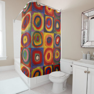 Shower Curtain with Kandinsky's Squares and Circle